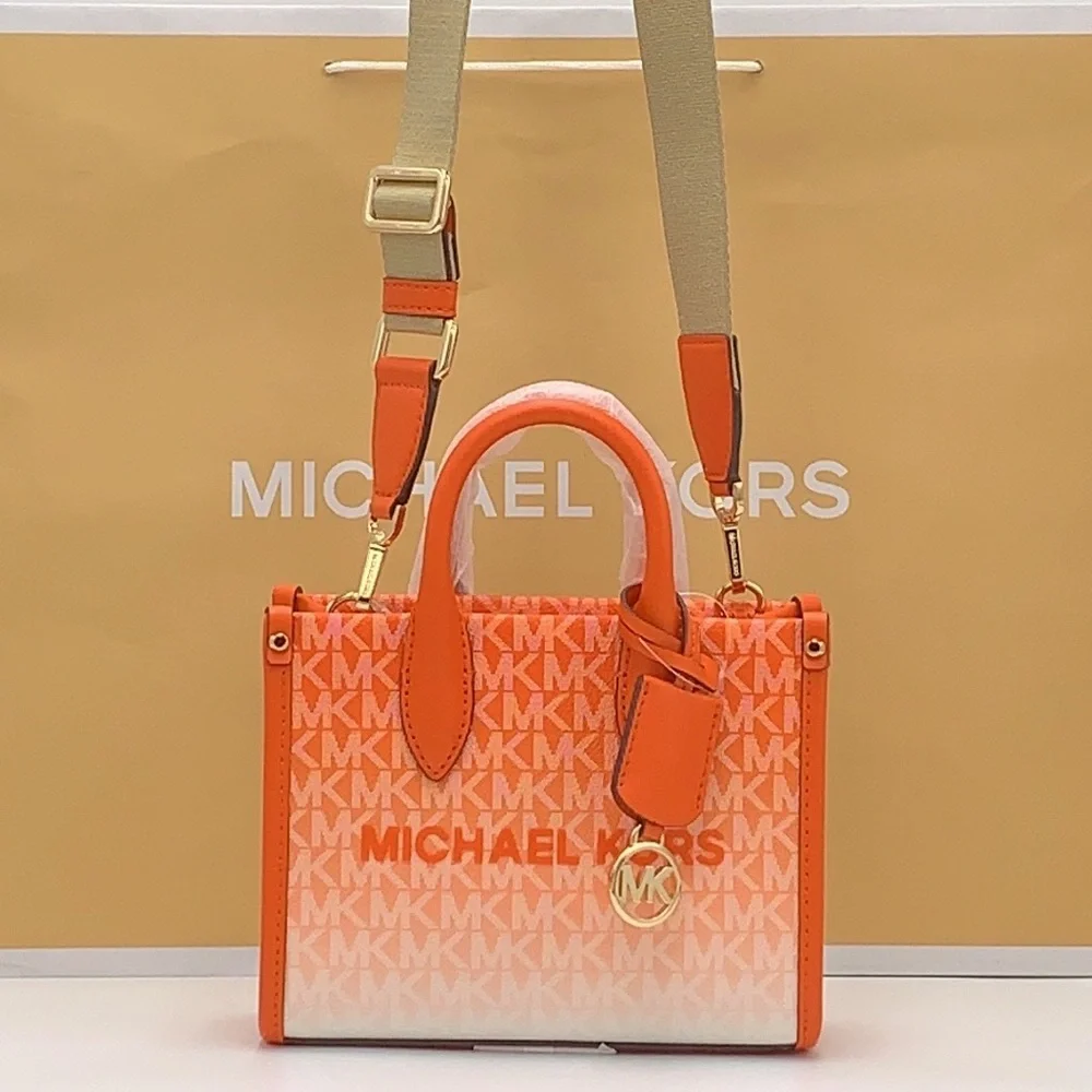 Michael Kors Mirella Extra-Small Ombré Logo Crossbody XBODY ShopperBag Poppy NWT